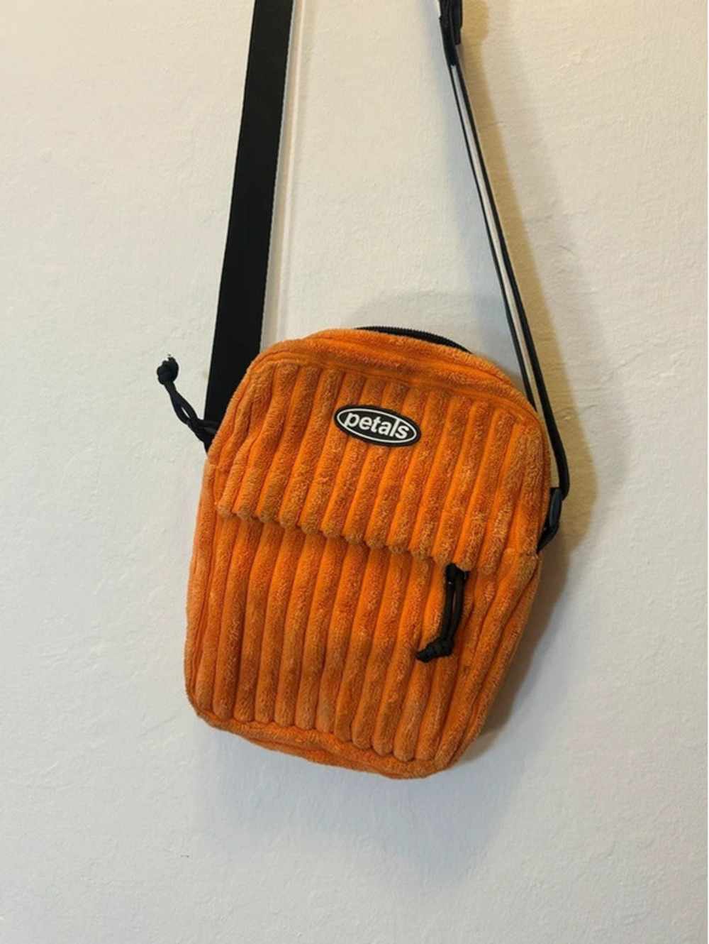 Fuzzy Orange Corduroy Mini Crossbody Petals and Peacocks Bag